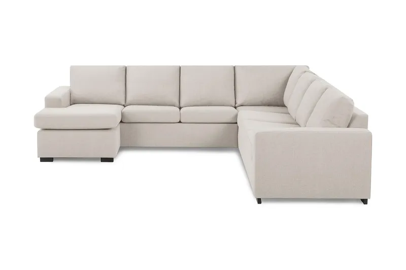 Crazy 6-personers Venstrevendt U-formet Large Hjørnesofa med Chaiselong i Stof, Beige