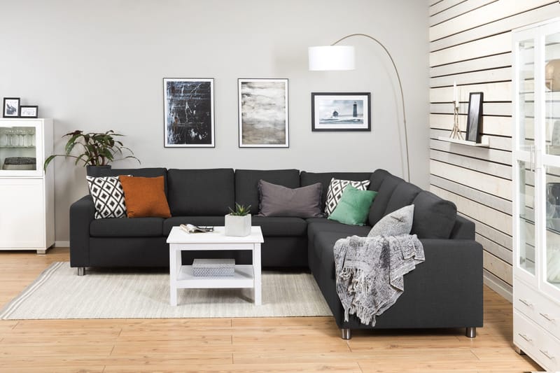 Crazy 6-personers Vendbar L-formet X-Large Hjørnesofa i Stof - Antracit - Møbler - Sofaer - Hjørnesofa