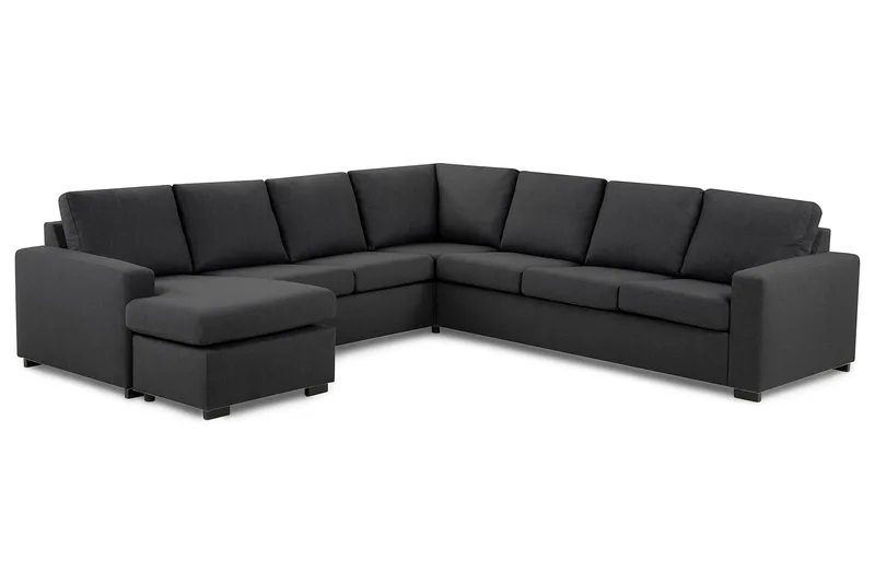 Crazy 6-personers Venstrevendt U-formet Large Hjørnesofa med Chaiselong i Stof - Mørkegrå - Møbler - Sofaer - Hjørnesofa - Hjørnesofa med chaiselong