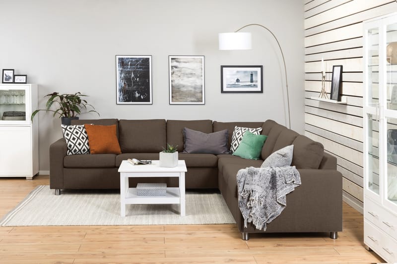 Crazy 6-personers Vendbar L-formet X-Large Hjørnesofa i Stof - Brun - Møbler - Sofaer - Hjørnesofa