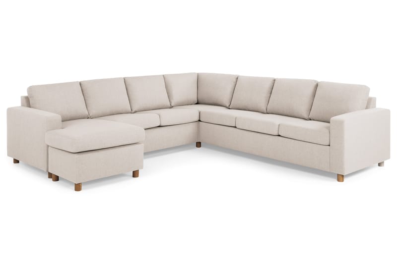 Crazy 6-personers Venstrevendt U-formet Large Hjørnesofa med Chaiselong i Stof - Beige - Møbler - Sofaer - Hjørnesofa - Hjørnesofa med chaiselong