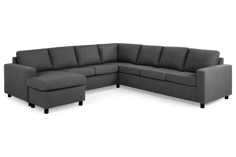 Crazy 6-personers Venstrevendt U-formet Large Hjørnesofa med Chaiselong i Stof - Mørkegrå - Møbler - Sofaer - Hjørnesofa - Hjørnesofa med chaiselong