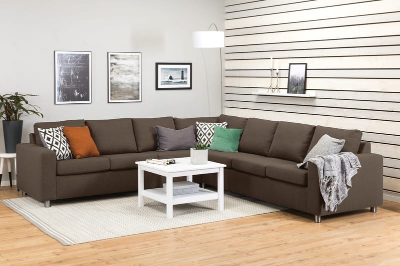 Crazy 6-personers Vendbar L-formet X-Large Hjørnesofa i Stof - Brun - Møbler - Sofaer - Hjørnesofa