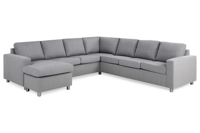 Crazy 6-personers Venstrevendt U-formet Large Hjørnesofa med Chaiselong i Stof - Grå - Møbler - Sofaer - Hjørnesofa - Hjørnesofa med chaiselong