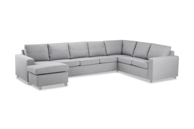 Crazy 6-personers Venstrevendt U-formet X-Large Hjørnesofa med Chaiselong i Stof - Grå - Møbler - Sofaer - Hjørnesofa - Hjørnesofa med chaiselong