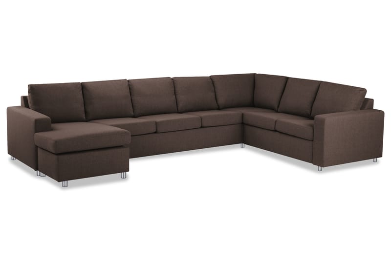 Crazy 6-personers Venstrevendt U-formet X-Large Hjørnesofa med Chaiselong i Stof - Brun - Møbler - Sofaer - Hjørnesofa - Hjørnesofa med chaiselong