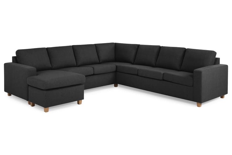 Crazy 6-personers Venstrevendt U-formet Large Hjørnesofa med Chaiselong i Stof - Antracit - Møbler - Sofaer - Hjørnesofa - Hjørnesofa med chaiselong