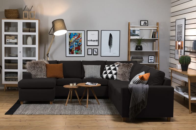 Crazy 6-personers Venstrevendt U-formet Large Hjørnesofa med Chaiselong i Stof - Antracit - Møbler - Sofaer - Hjørnesofa - Hjørnesofa med chaiselong