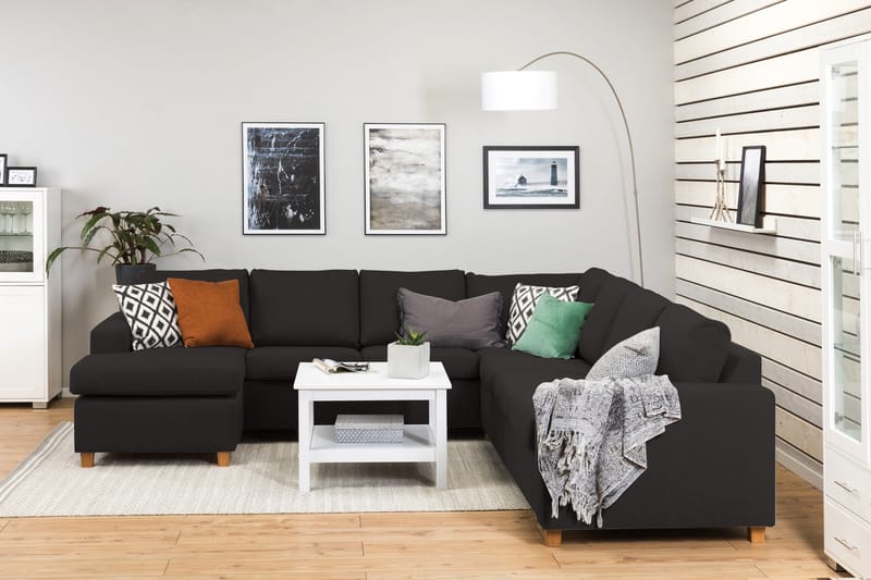 Crazy 6-personers Venstrevendt U-formet Large Hjørnesofa med Chaiselong i Stof - Antracit - Møbler - Sofaer - Hjørnesofa - Hjørnesofa med chaiselong