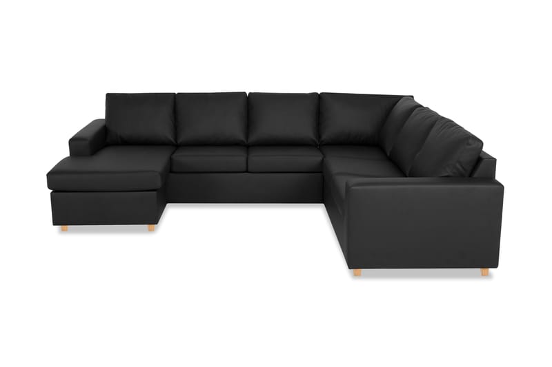Crazy 6-personers Venstrevendt U-formet X-Large Hjørnesofa med Chaiselong i Kunstlæder - Sort - Møbler - Sofaer - Hjørnesofa - Hjørnesofa med chaiselong