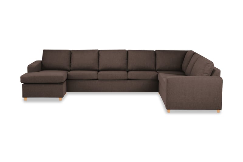 Crazy 6-personers Venstrevendt U-formet X-Large Hjørnesofa med Chaiselong i Stof - Brun - Møbler - Sofaer - Hjørnesofa - Hjørnesofa med chaiselong