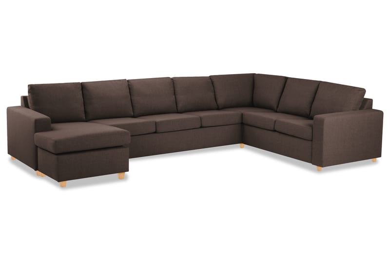Crazy 6-personers Venstrevendt U-formet X-Large Hjørnesofa med Chaiselong i Stof - Brun - Møbler - Sofaer - Hjørnesofa - Hjørnesofa med chaiselong