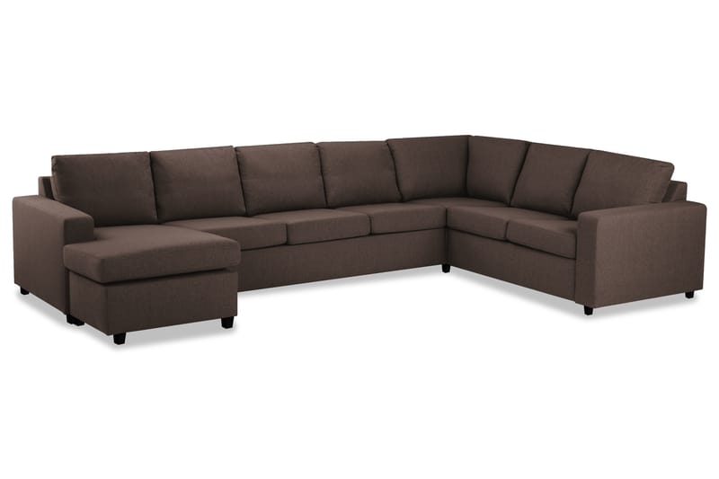 Crazy 6-personers Venstrevendt U-formet X-Large Hjørnesofa med Chaiselong i Stof - Brun - Møbler - Sofaer - Hjørnesofa - Hjørnesofa med chaiselong