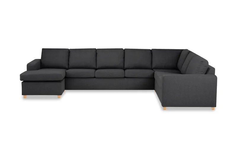 Crazy 6-personers Venstrevendt U-formet X-Large Hjørnesofa med Chaiselong i Stof, Mørkegrå