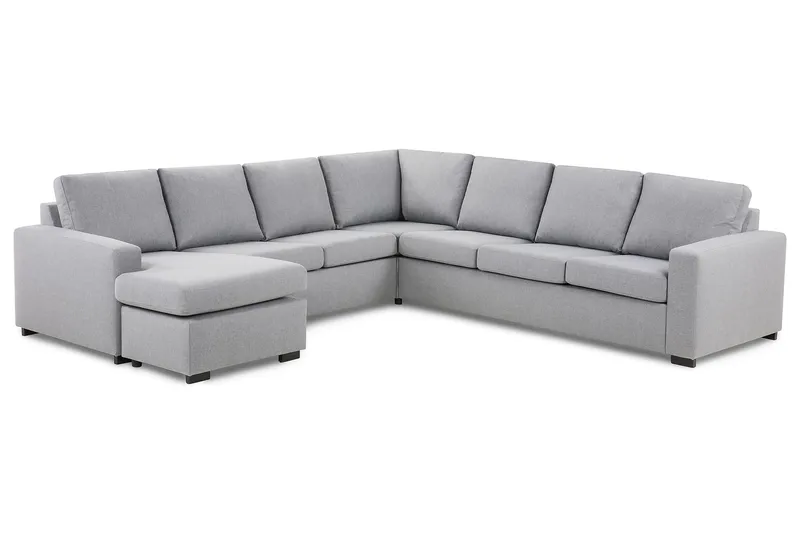 Crazy 6-personers Venstrevendt U-formet Large Hjørnesofa med Chaiselong i Stof - Grå - Møbler - Sofaer - Hjørnesofa - Hjørnesofa med chaiselong