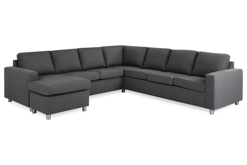Crazy 6-personers Venstrevendt U-formet Large Hjørnesofa med Chaiselong i Stof - Mørkegrå - Møbler - Sofaer - Hjørnesofa - Hjørnesofa med chaiselong