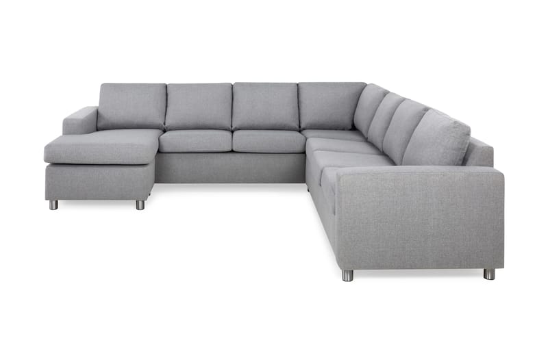 Crazy 6-personers Venstrevendt U-formet Large Hjørnesofa med Chaiselong i Stof - Grå - Møbler - Sofaer - Hjørnesofa - Hjørnesofa med chaiselong