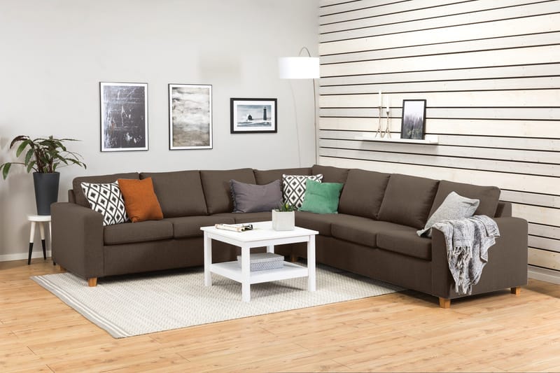 Crazy 6-personers Vendbar L-formet X-Large Hjørnesofa i Stof - Brun - Møbler - Sofaer - Hjørnesofa