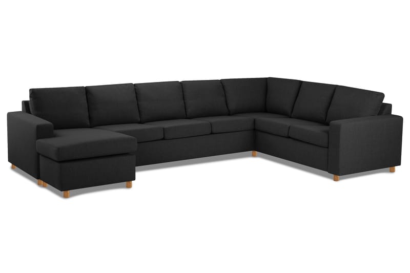 Crazy 6-personers Venstrevendt U-formet X-Large Hjørnesofa med Chaiselong i Stof - Antracit - Møbler - Sofaer - Hjørnesofa - Hjørnesofa med chaiselong