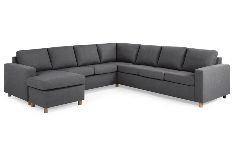 Crazy 6-personers Venstrevendt U-formet Large Hjørnesofa med Chaiselong i Stof - Mørkegrå - Møbler - Sofaer - Hjørnesofa - Hjørnesofa med chaiselong