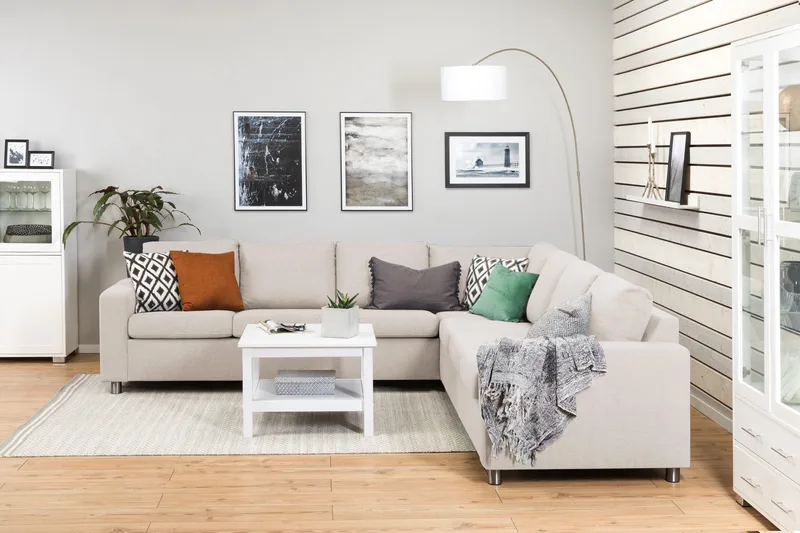 Crazy 6-personers Vendbar L-formet X-Large Hjørnesofa i Stof - Beige - Møbler - Sofaer - Hjørnesofa