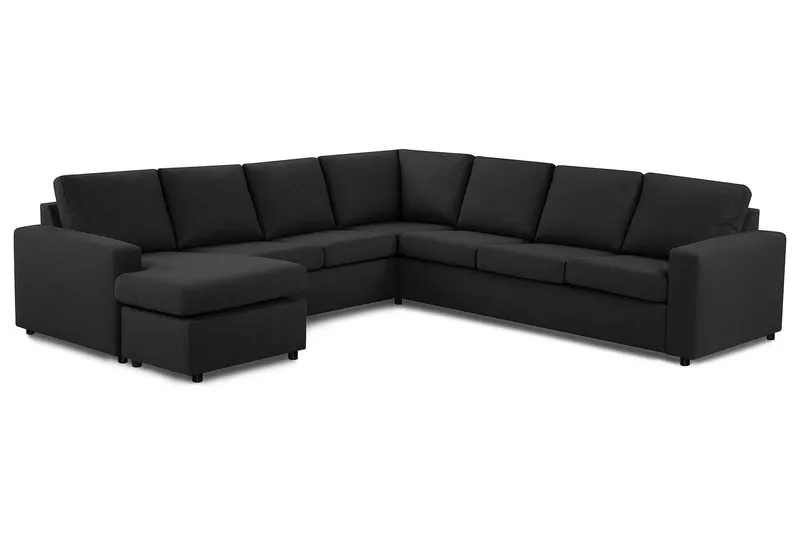 Crazy 6-personers Venstrevendt U-formet Large Hjørnesofa med Chaiselong i Stof - Antracit - Møbler - Sofaer - Hjørnesofa - Hjørnesofa med chaiselong