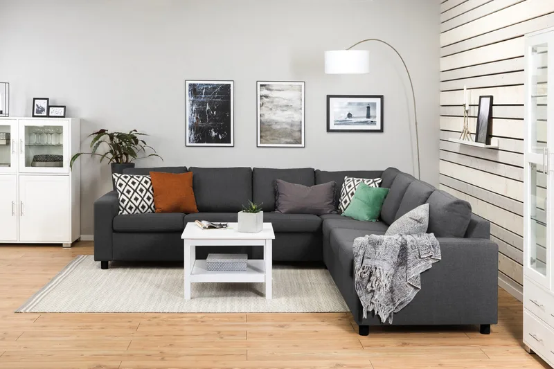 Crazy 6-personers Vendbar L-formet X-Large Hjørnesofa i Stof - Mørkegrå - Møbler - Sofaer - Hjørnesofa