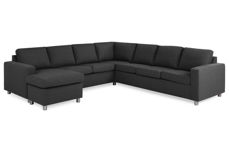 Crazy 6-personers Venstrevendt U-formet Large Hjørnesofa med Chaiselong i Stof - Antracit - Møbler - Sofaer - Hjørnesofa - Hjørnesofa med chaiselong