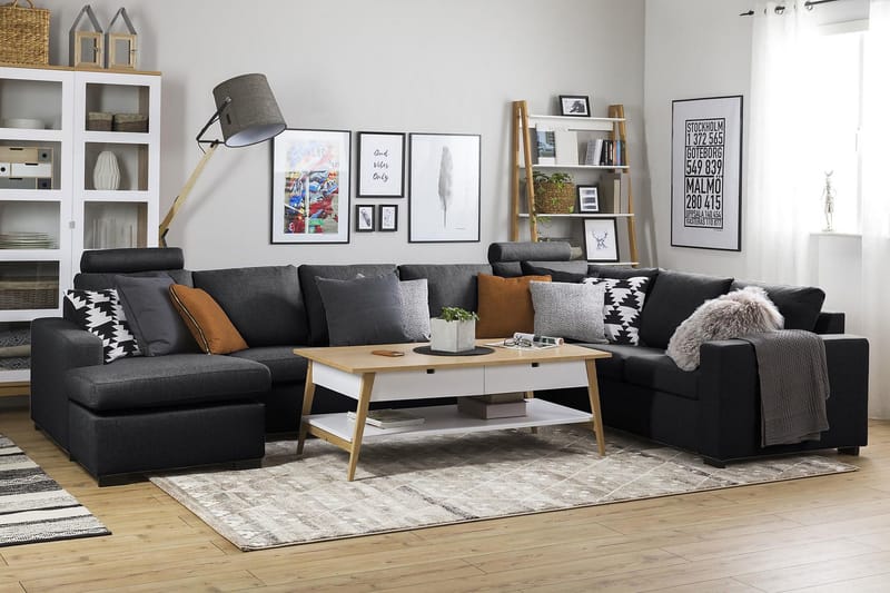 Crazy 6-personers Venstrevendt U-formet X-Large Hjørnesofa med Chaiselong i Stof - Mørkegrå - Møbler - Sofaer - Hjørnesofa - Hjørnesofa med chaiselong