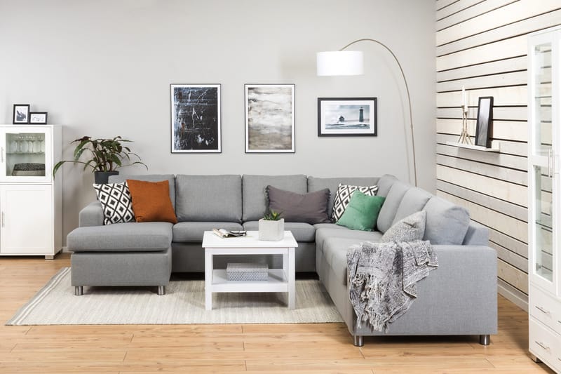 Crazy 6-personers Venstrevendt U-formet Large Hjørnesofa med Chaiselong i Stof - Grå - Møbler - Sofaer - Hjørnesofa - Hjørnesofa med chaiselong