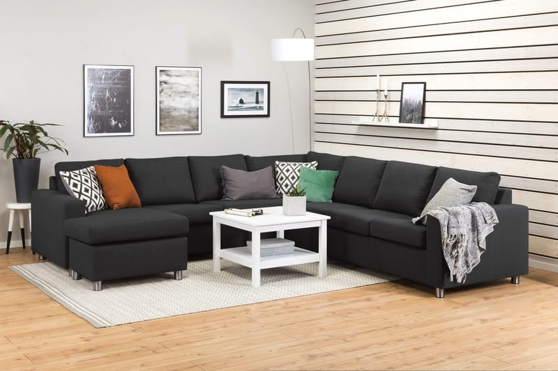 Crazy 6-personers Venstrevendt U-formet Large Hjørnesofa med Chaiselong i Stof - Antracit - Møbler - Sofaer - Hjørnesofa - Hjørnesofa med chaiselong
