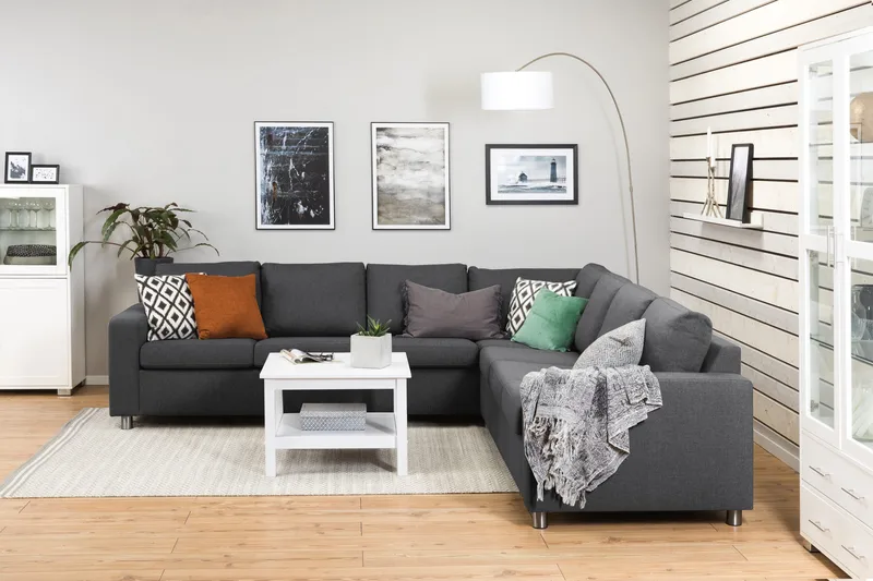 Crazy 6-personers Vendbar L-formet X-Large Hjørnesofa i Stof - Mørkegrå - Møbler - Sofaer - Hjørnesofa