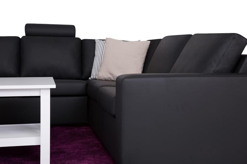 Crazy 6-personers Venstrevendt U-formet X-Large Hjørnesofa med Chaiselong i Kunstlæder - Sort - Møbler - Sofaer - Hjørnesofa - Hjørnesofa med chaiselong