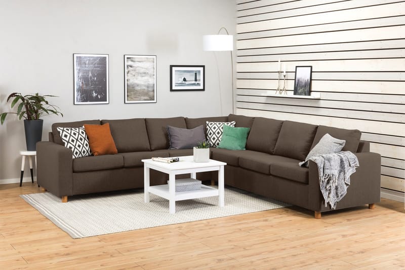 Crazy 6-personers Vendbar L-formet X-Large Hjørnesofa i Stof - Brun - Møbler - Sofaer - Hjørnesofa
