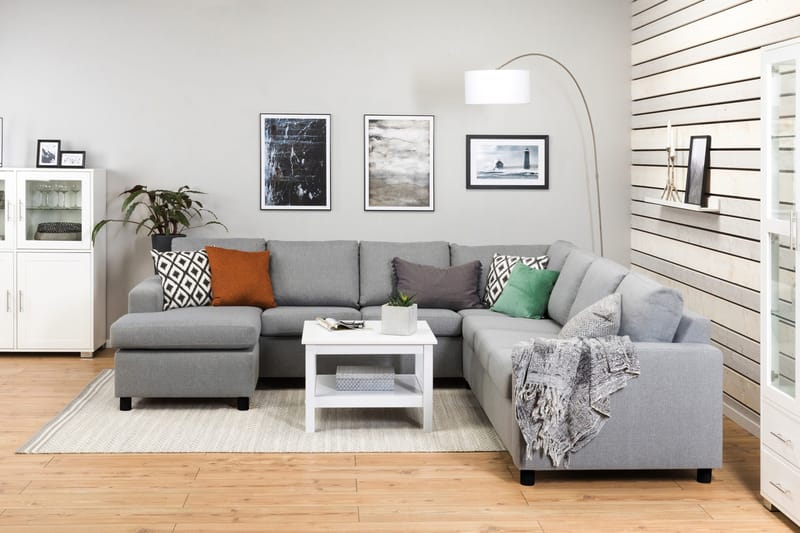 Crazy 6-personers Venstrevendt U-formet Large Hjørnesofa med Chaiselong i Stof - Grå - Møbler - Sofaer - Hjørnesofa - Hjørnesofa med chaiselong