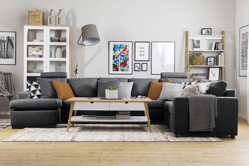 Crazy 6-personers Venstrevendt U-formet X-Large Hjørnesofa med Chaiselong i Stof - Mørkegrå - Møbler - Sofaer - Hjørnesofa - Hjørnesofa med chaiselong