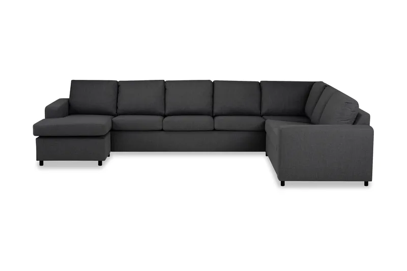 Crazy 6-personers Venstrevendt U-formet X-Large Hjørnesofa med Chaiselong i Stof, Mørkegrå