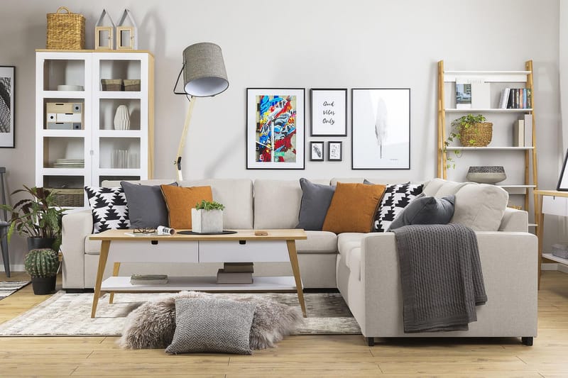 Crazy 6-personers Vendbar L-formet X-Large Hjørnesofa i Stof - Beige - Møbler - Sofaer - Hjørnesofa