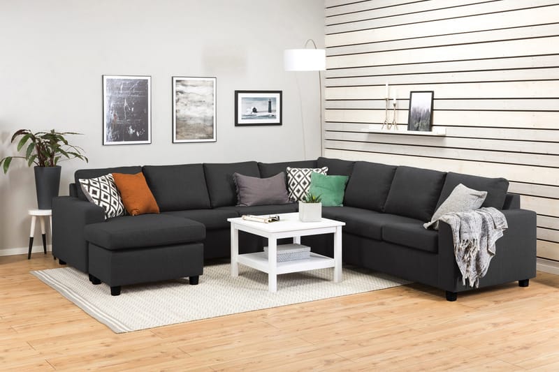 Crazy 6-personers Venstrevendt U-formet Large Hjørnesofa med Chaiselong i Stof - Antracit - Møbler - Sofaer - Hjørnesofa - Hjørnesofa med chaiselong