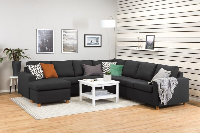 Crazy 6-personers Venstrevendt U-formet Large Hjørnesofa med Chaiselong i Stof - Antracit - Møbler - Sofaer - Hjørnesofa - Hjørnesofa med chaiselong