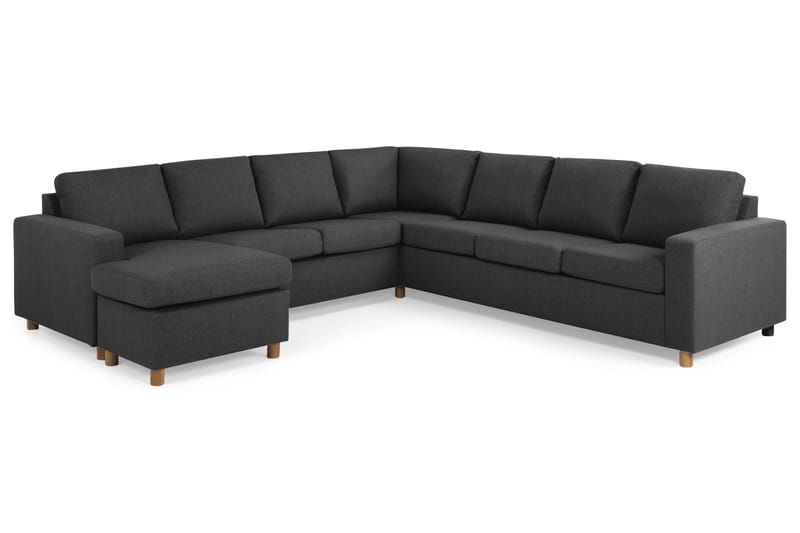 Crazy 6-personers Venstrevendt U-formet Large Hjørnesofa med Chaiselong i Stof - Antracit - Møbler - Sofaer - Hjørnesofa - Hjørnesofa med chaiselong