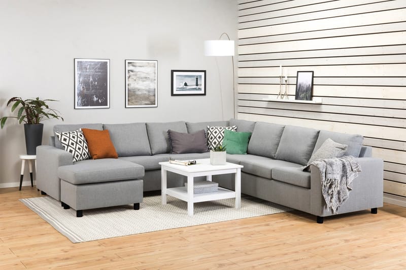 Crazy 6-personers Venstrevendt U-formet Large Hjørnesofa med Chaiselong i Stof - Grå - Møbler - Sofaer - Hjørnesofa - Hjørnesofa med chaiselong