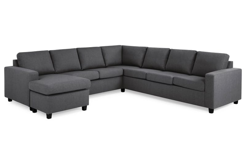 Crazy 6-personers Venstrevendt U-formet Large Hjørnesofa med Chaiselong i Stof - Mørkegrå - Møbler - Sofaer - Hjørnesofa - Hjørnesofa med chaiselong