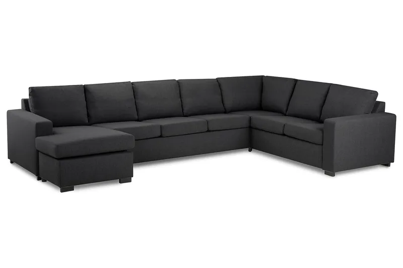 Crazy 6-personers Venstrevendt U-formet X-Large Hjørnesofa med Chaiselong i Stof - Mørkegrå - Møbler - Sofaer - Hjørnesofa - Hjørnesofa med chaiselong