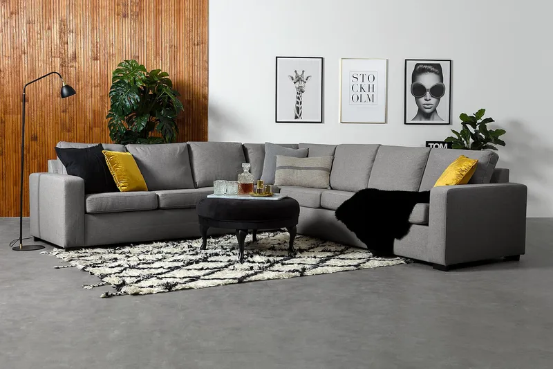 Crazy 6-personers Vendbar L-formet X-Large Hjørnesofa i Stof - Grå - Møbler - Sofaer - Hjørnesofa