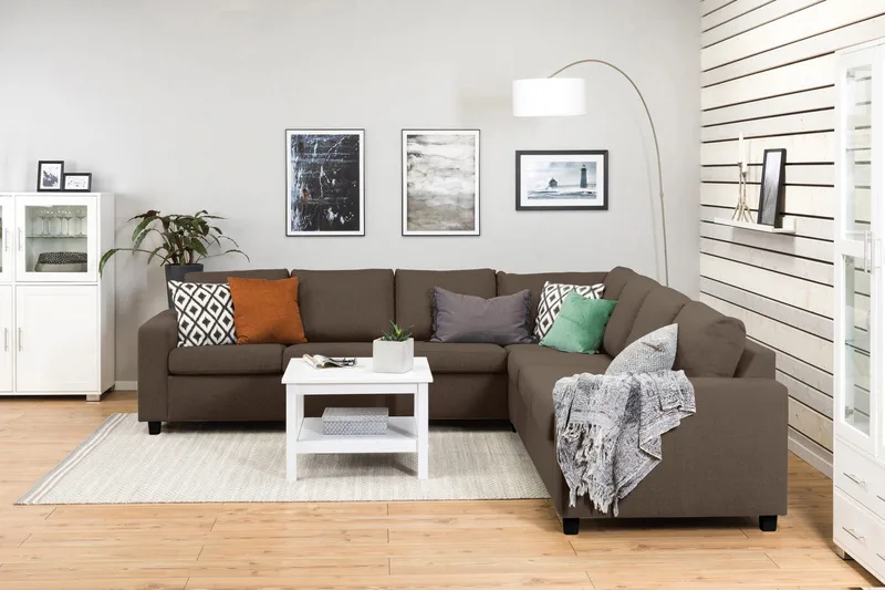 Crazy 6-personers Vendbar L-formet X-Large Hjørnesofa i Stof - Brun - Møbler - Sofaer - Hjørnesofa