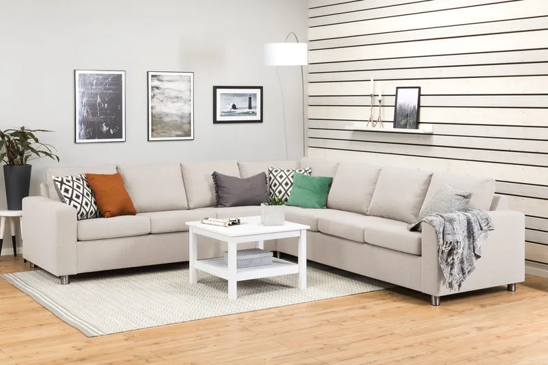 Crazy 6-personers Vendbar L-formet X-Large Hjørnesofa i Stof - Beige - Møbler - Sofaer - Hjørnesofa
