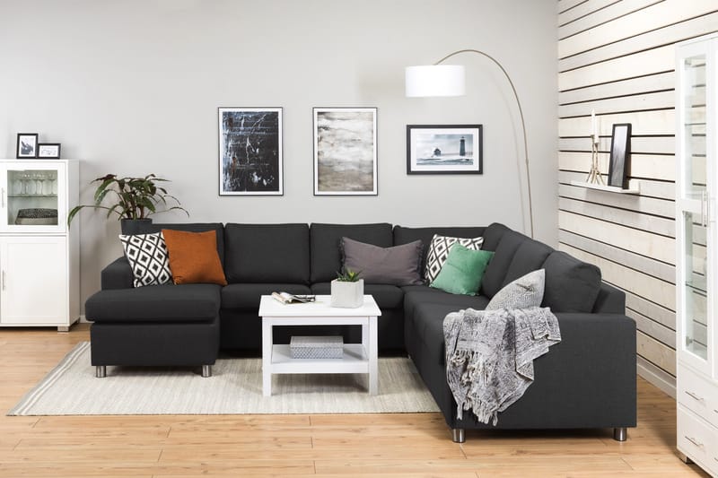 Crazy 6-personers Venstrevendt U-formet Large Hjørnesofa med Chaiselong i Stof - Antracit - Møbler - Sofaer - Hjørnesofa - Hjørnesofa med chaiselong