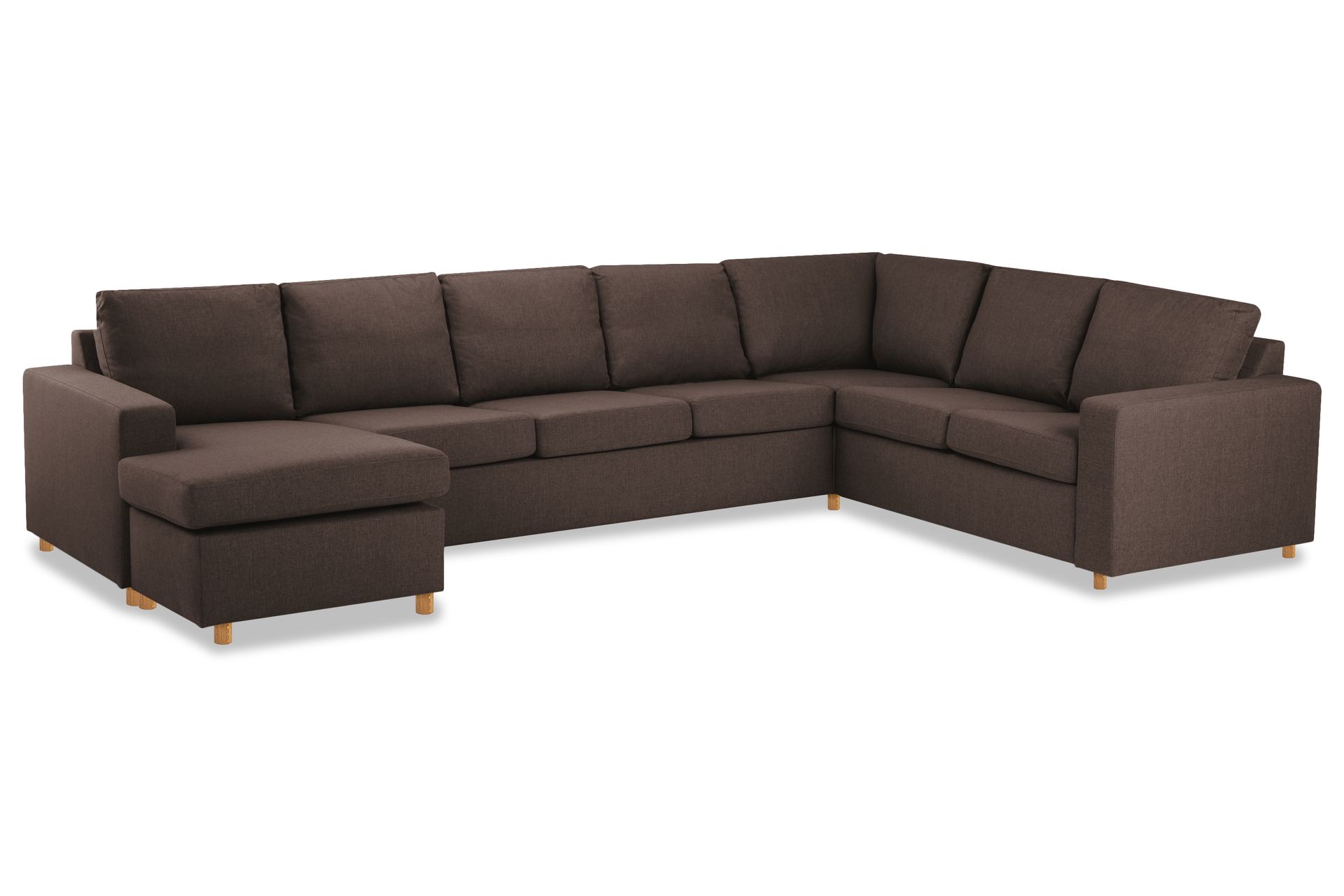 Crazy 6-personers Venstrevendt U-formet X-Large Hjørnesofa med Chaiselong i Stof - Brun - Møbler - Sofaer - Hjørnesofa - Hjørnesofa med chaiselong
