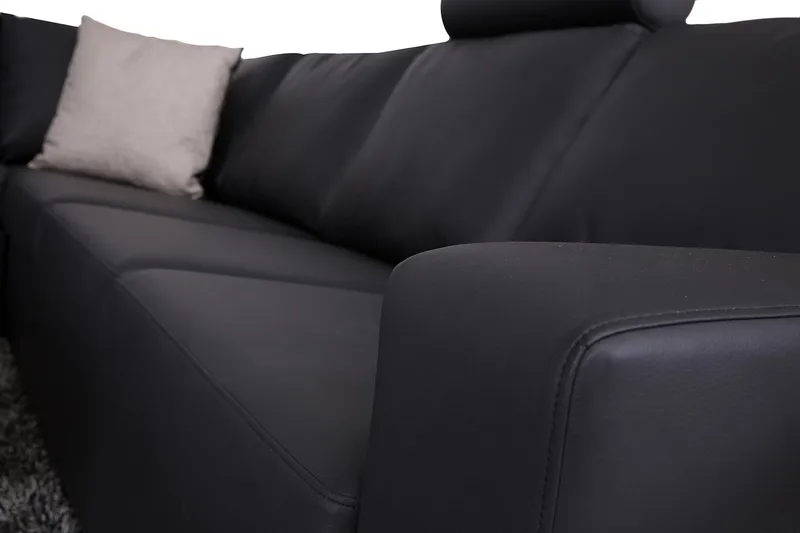 Crazy 6-personers Venstrevendt U-formet Large Hjørnesofa med Chaiselong i Kunstlæder - Sort - M øbler - Sofaer - Hjørnesofa - Hjørnesofa med chaiselong